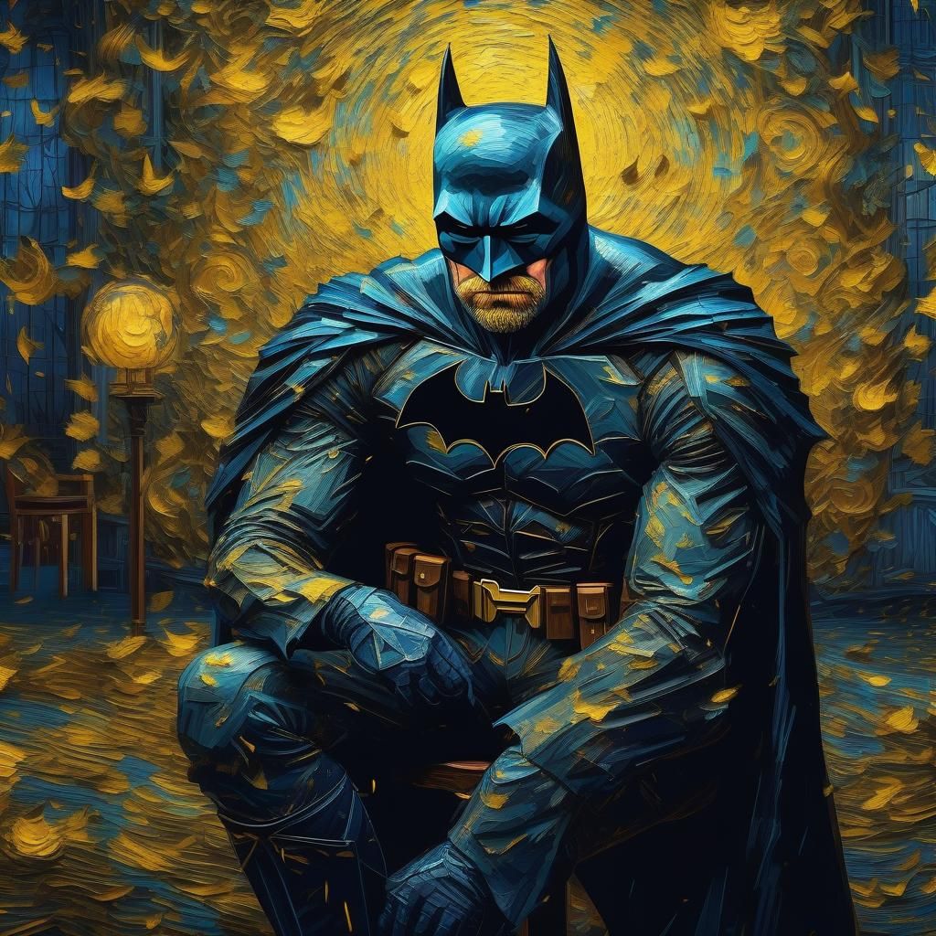 Batman Portrait in Van Gogh's Impasto Style