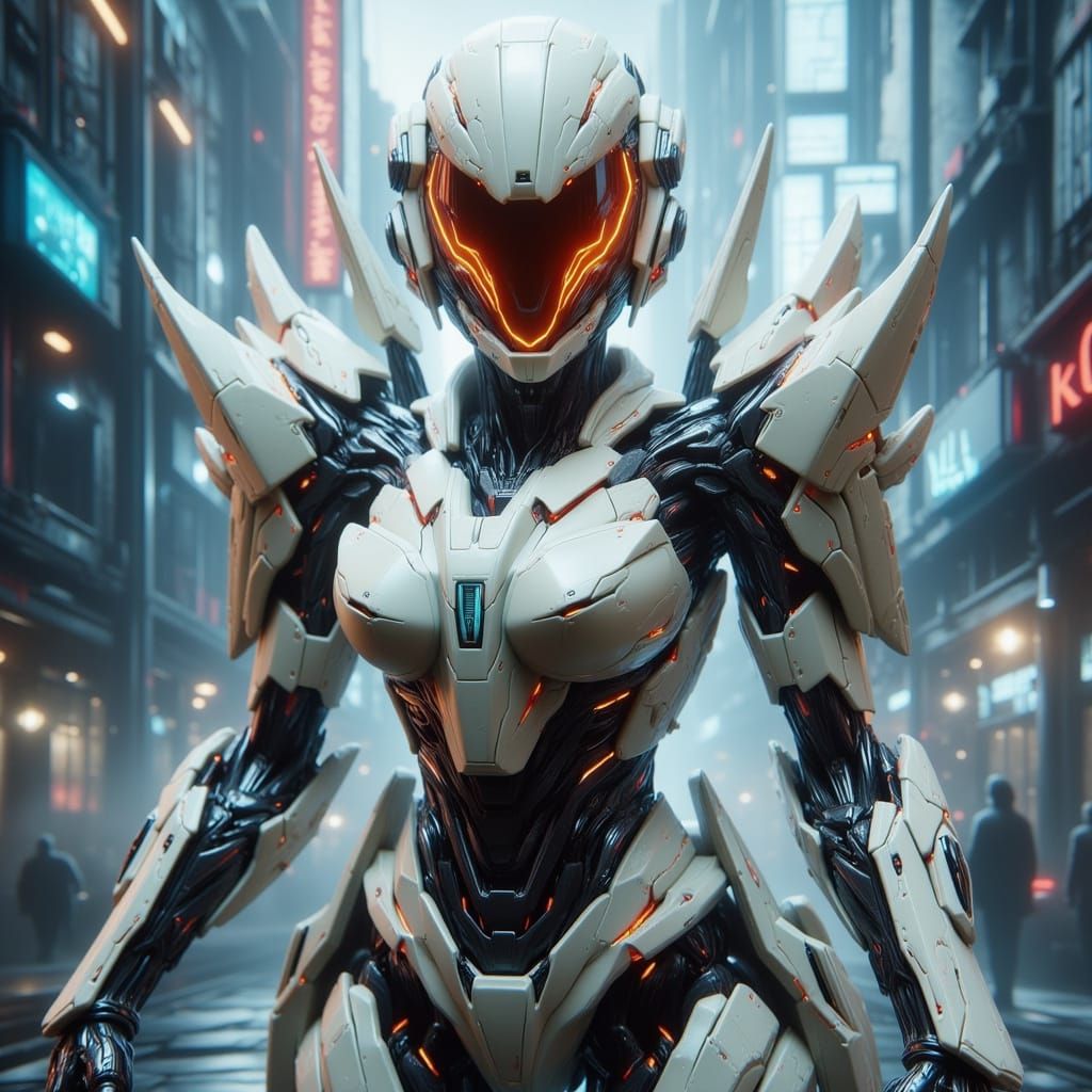 Sci-Fi Mech in Dystopian Arena as 3D Render