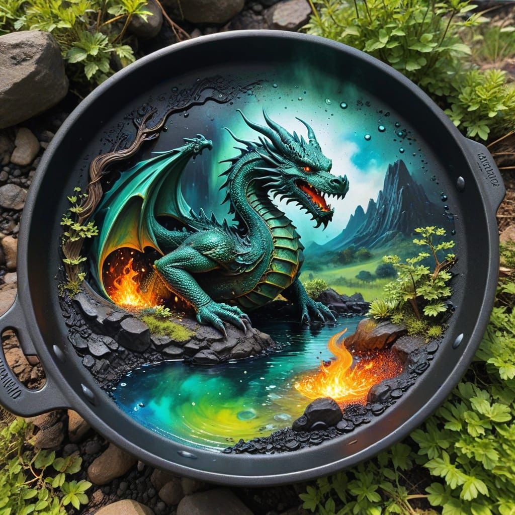 Majestic Stone Dragon in Frying Pan Landscape