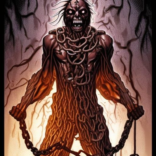 Furious Undead Man Screaming from Grave: Comic Book Art