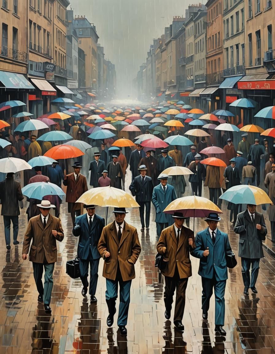 Raining Men in Pop Art Neo-Impressionism