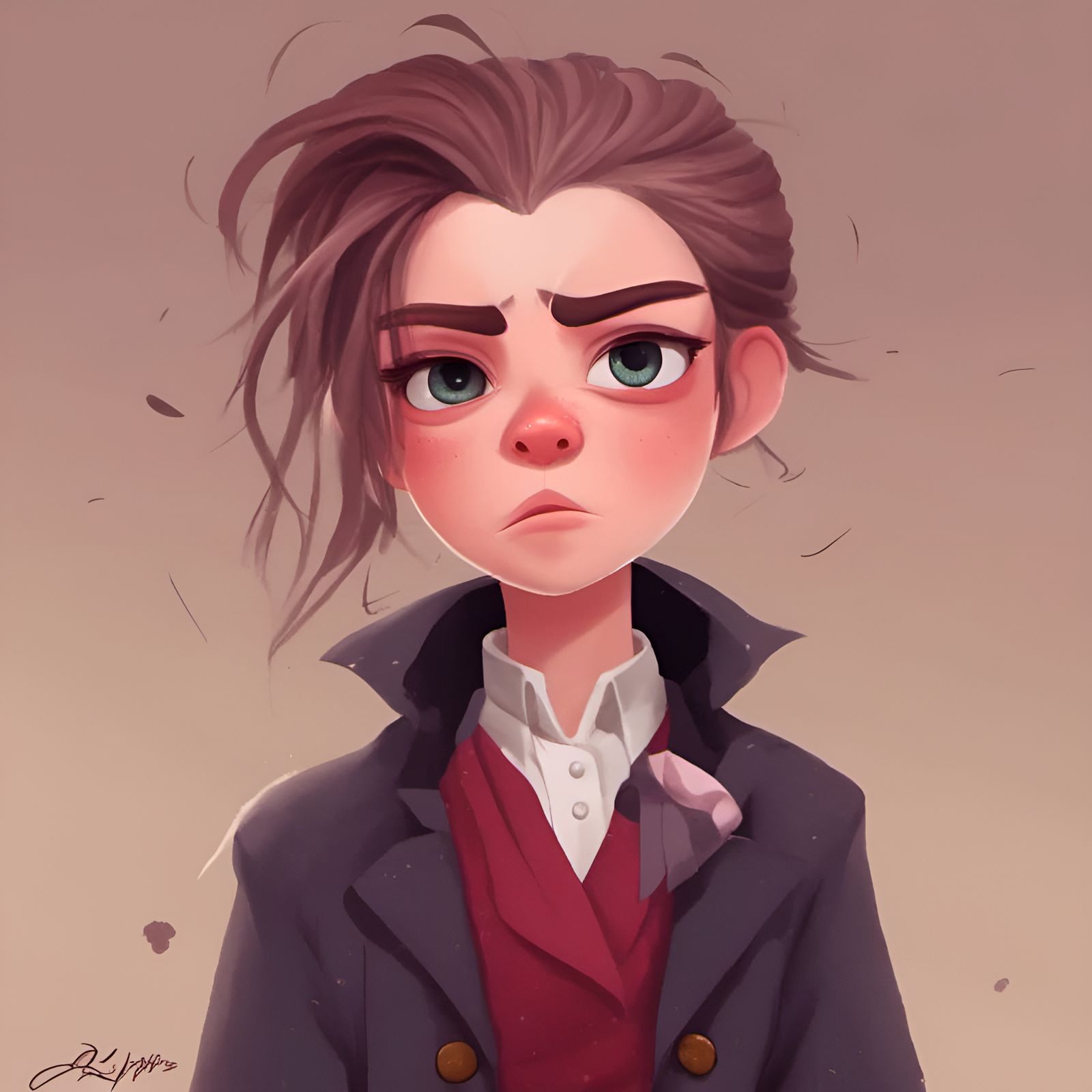 Anime Tomboy Detective in 1800s Caricature Art