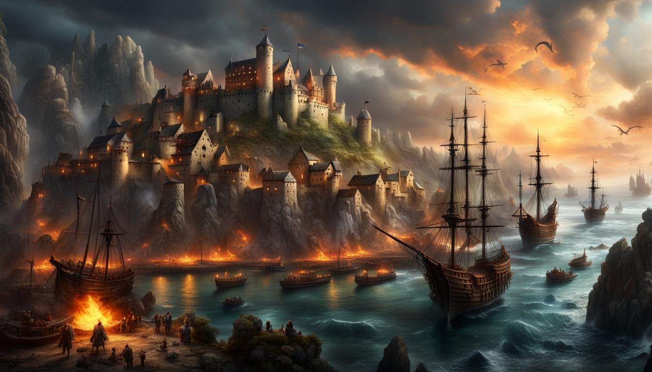 Epic Pirate Siege of Coastal Castle Town