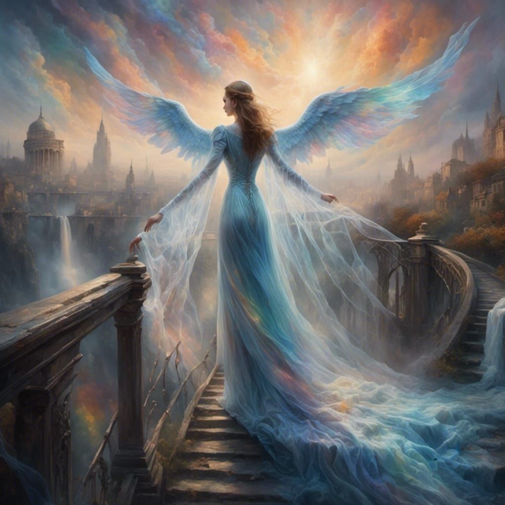 Angelic Guardian's Rainbow Meeting Between Worlds