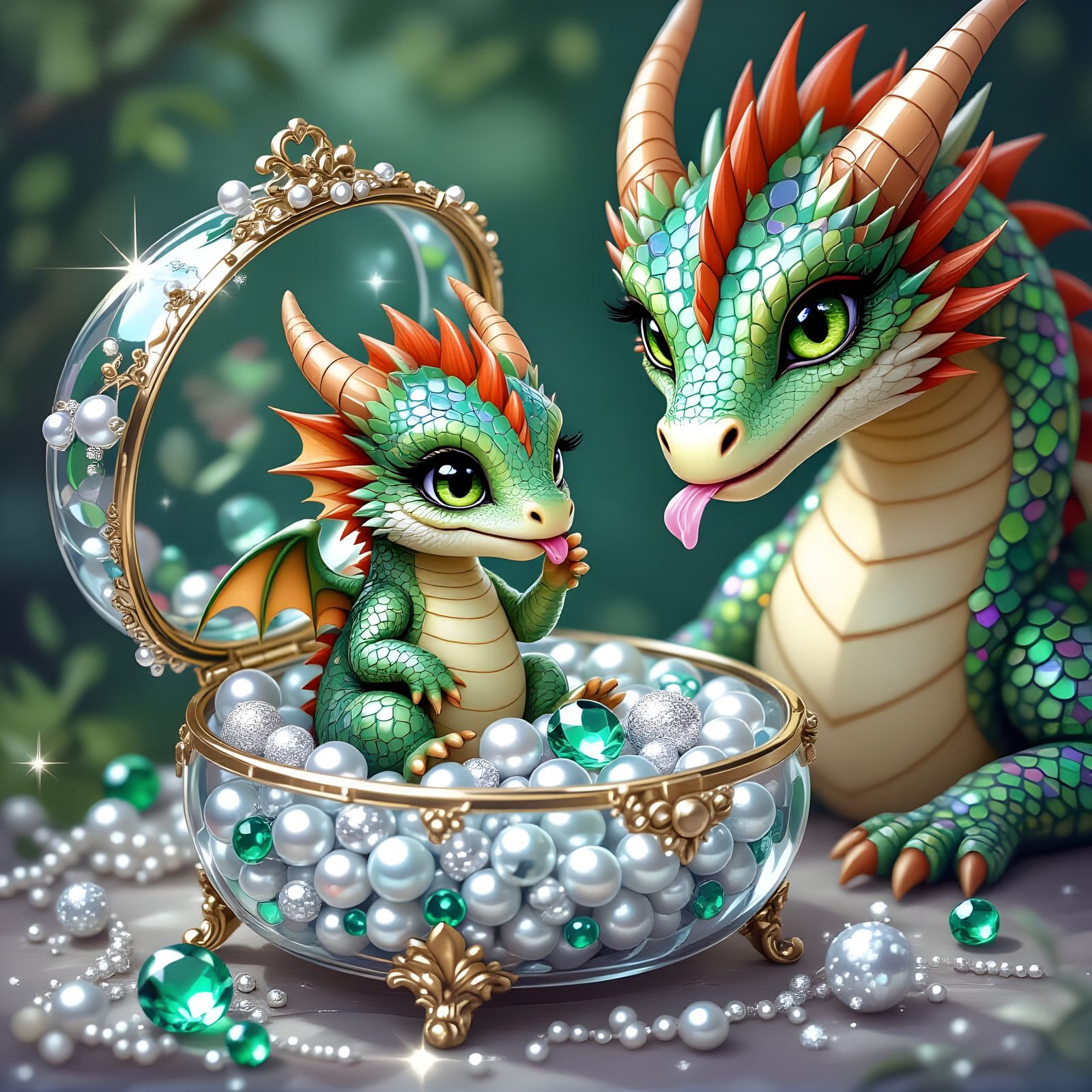 Baby Dragon with Glowing Jewelry