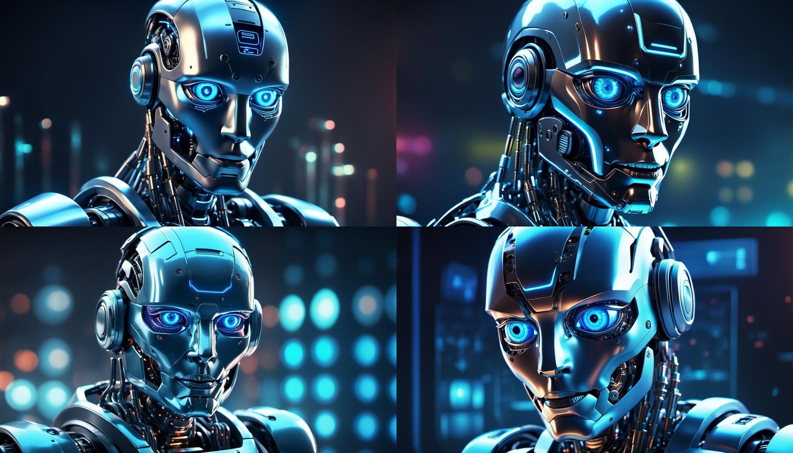 Hyperrealistic AI Robot with Electronic Eyes