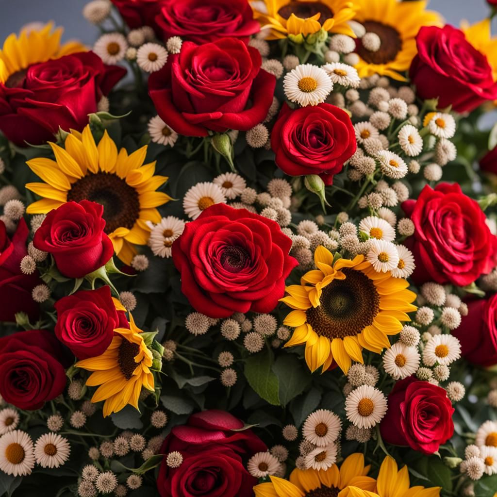 Stunning Sunflower and Rose Arrangement