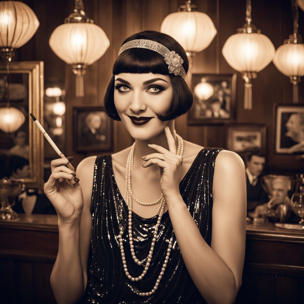 Flapper Girl in Speakeasy, Vintage Photography Style