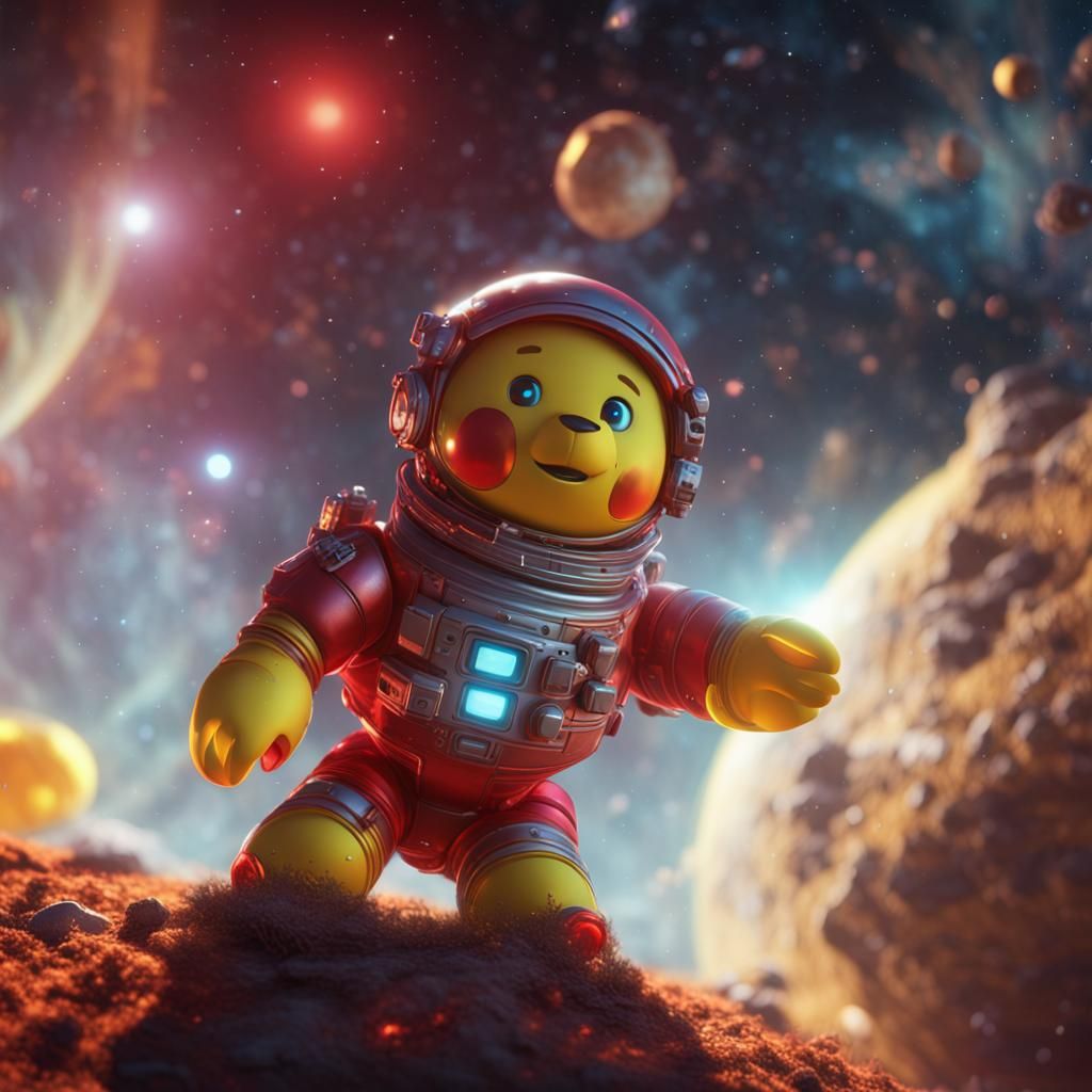 Cuddly Toy Floating Through Deep Space