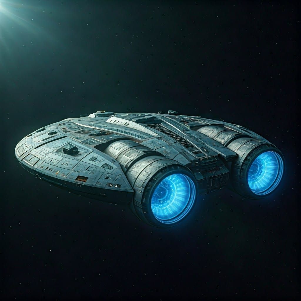 Sleek Futuristic Spaceship Soars Through Cosmic Depths