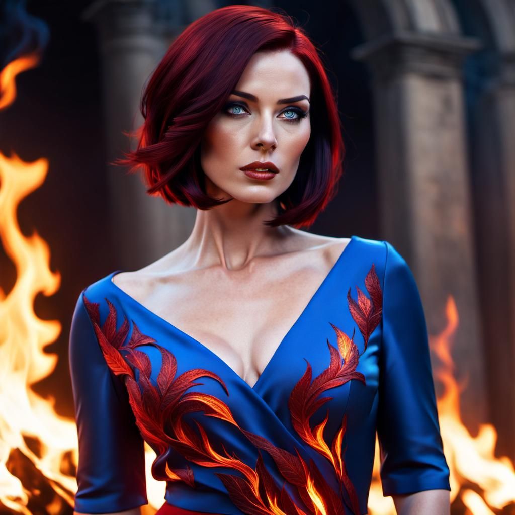 Woman Amidst Burning Inferno: A Cinematic Masterpiece