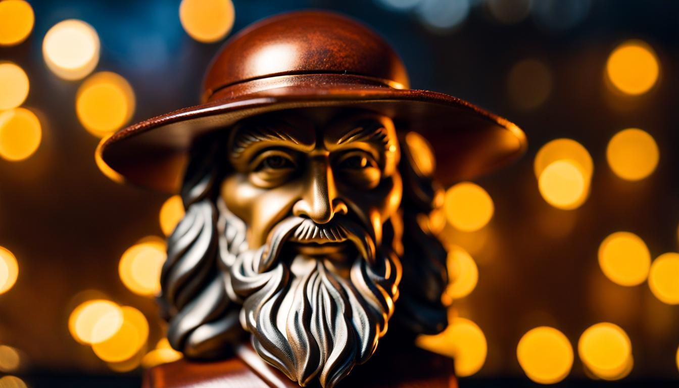 Leonardo da Vinci Bobblehead in Dramatic Lighting