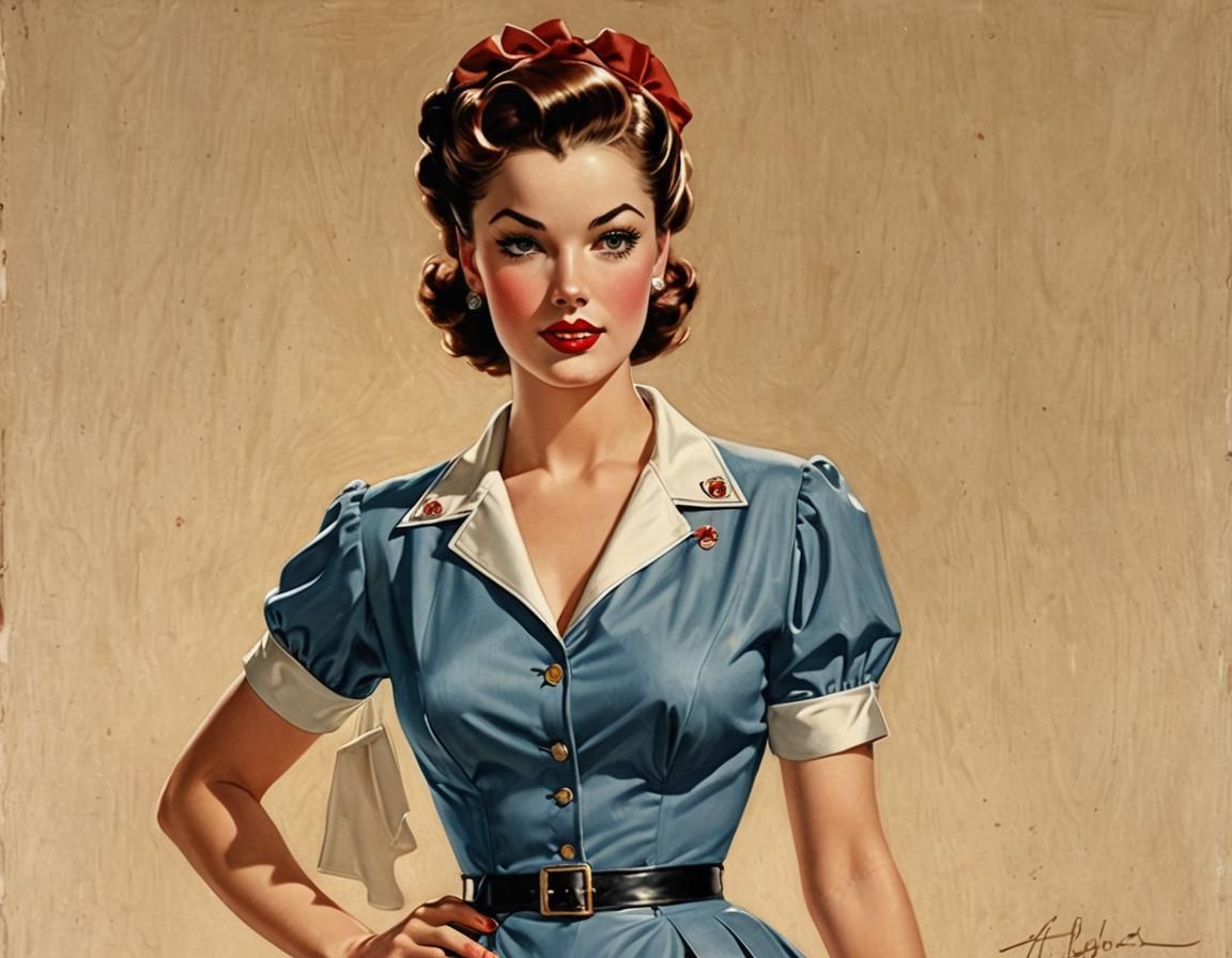 Glamorous Pin-Up in the Style of Elvgren