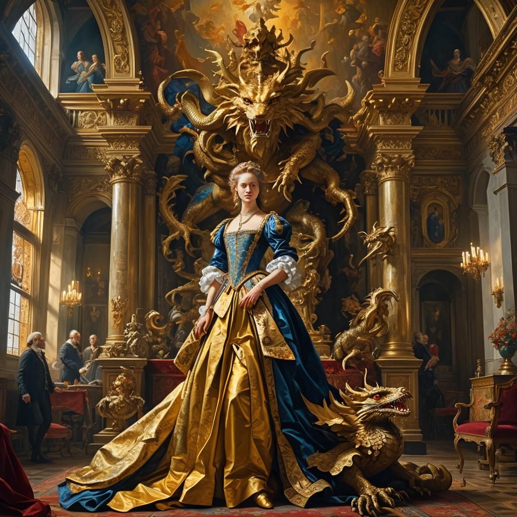 Princess Triumphant: Baroque Oil Painting in 8K