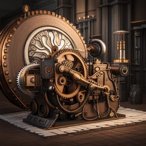 Steampunk Engine Design by Mad Scientist