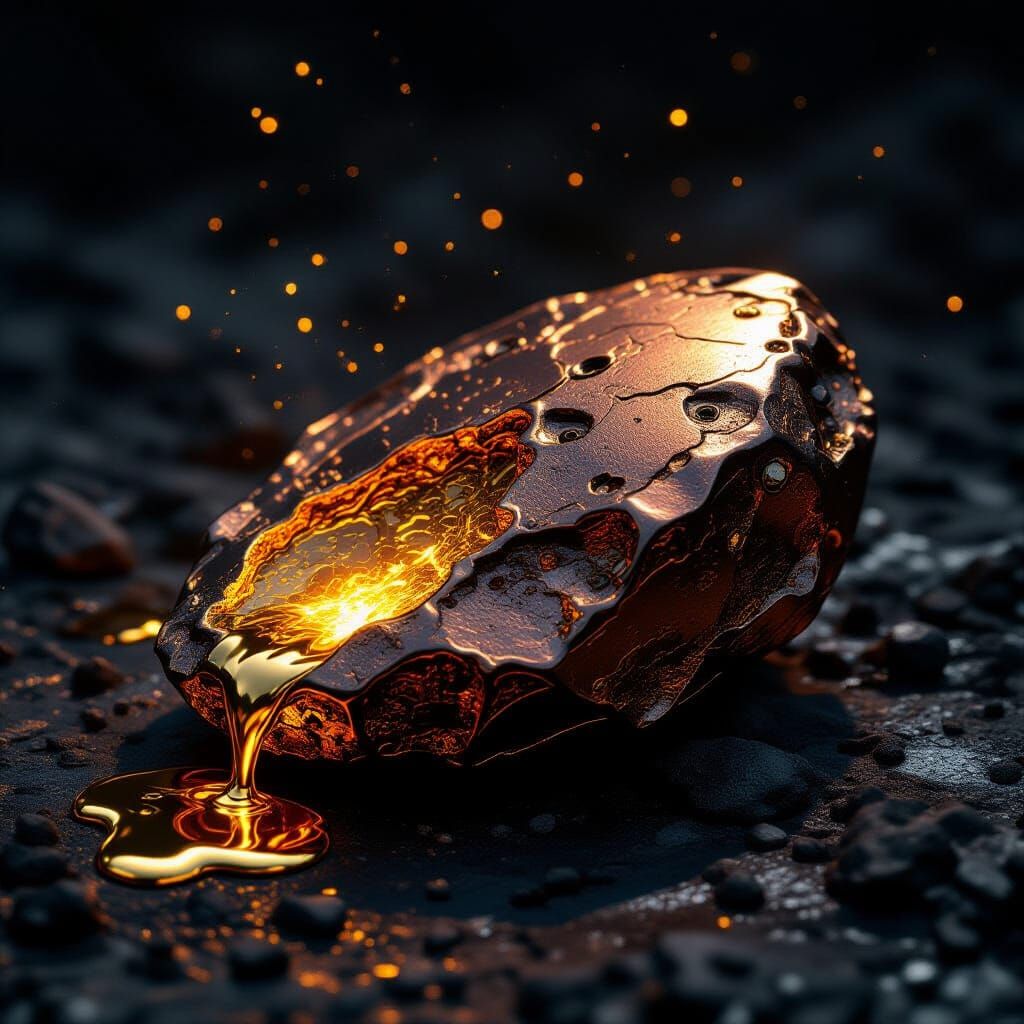 Steampunk Copper Meteorite with Oozing Gold