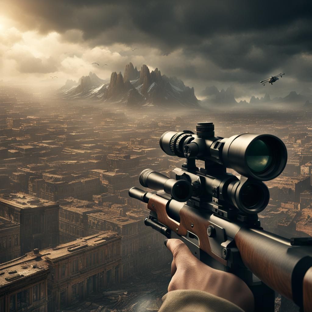 Dramatic Eye with Sniper Scope: Digital Matte Painting