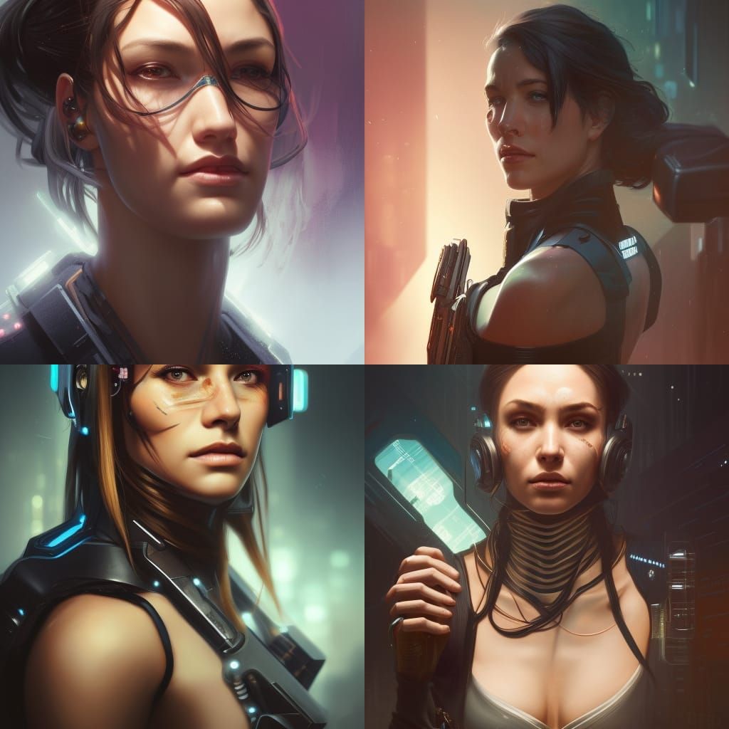 Cyberpunk Bounty Hunter Portrait in High Resolution