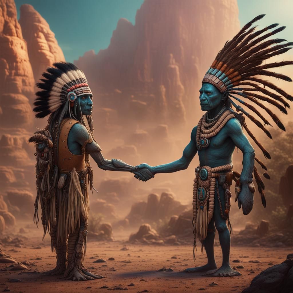 Hopi Chief Meets Alien in Detailed Matte Painting