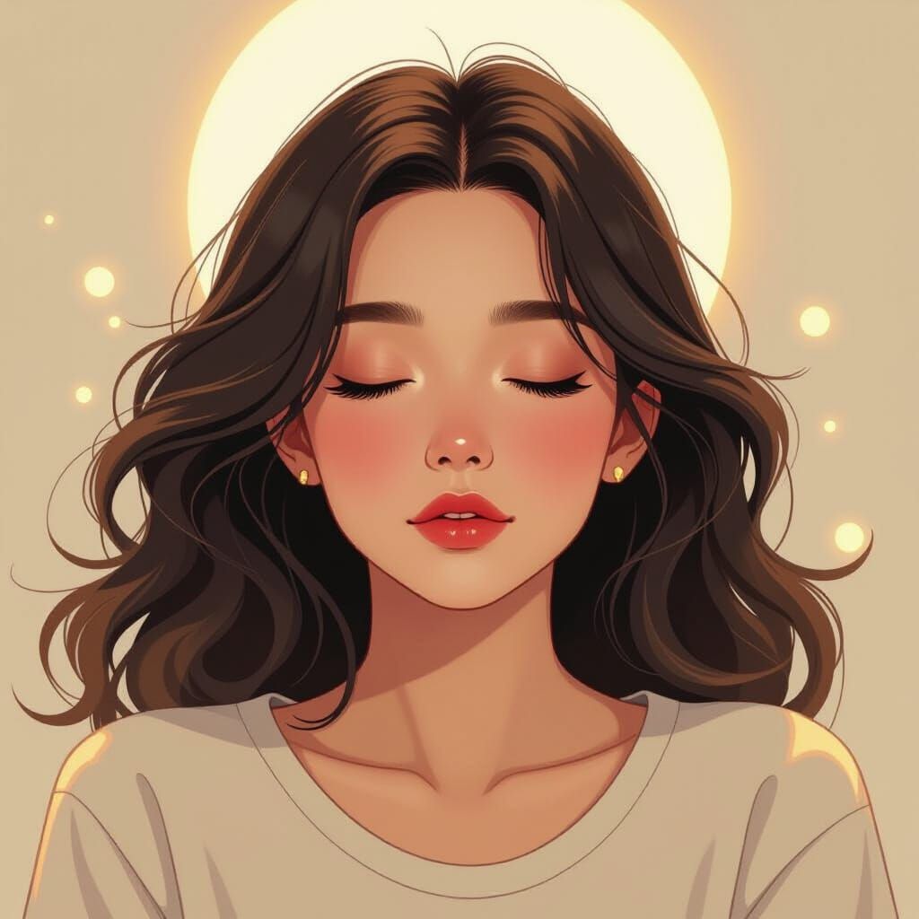 Contemplative Girl in Dreamy Art Nouveau Style