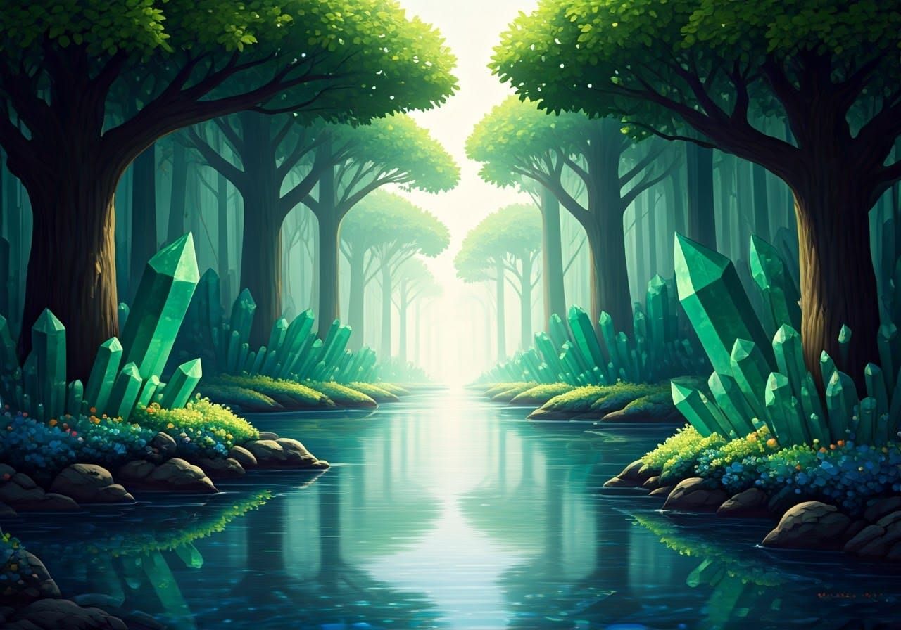 Crystal Forest in Dreamlike Atmosphere