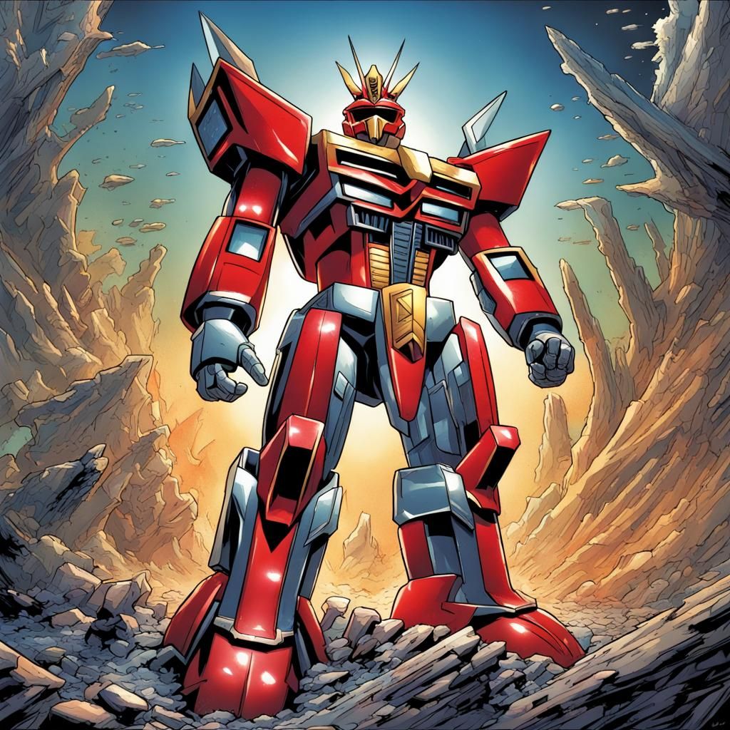 Megazord Comic Book Art by Brooks and Mumford