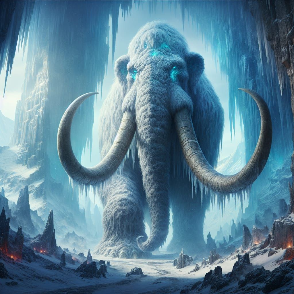 Imposing Ice Mammoth in Dungeons and Dragons Style