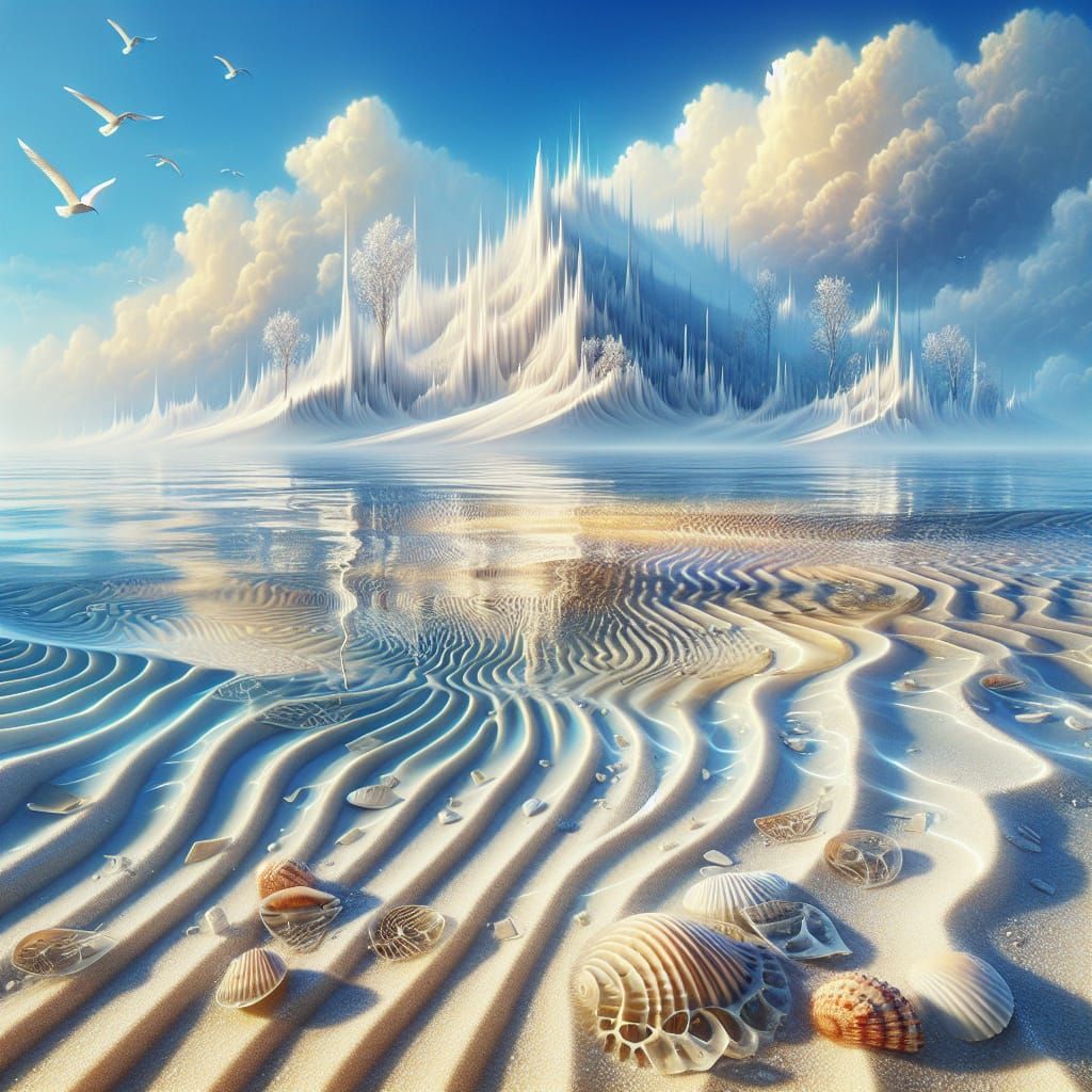 Crystal Clear Waterscape in Art Deco Style