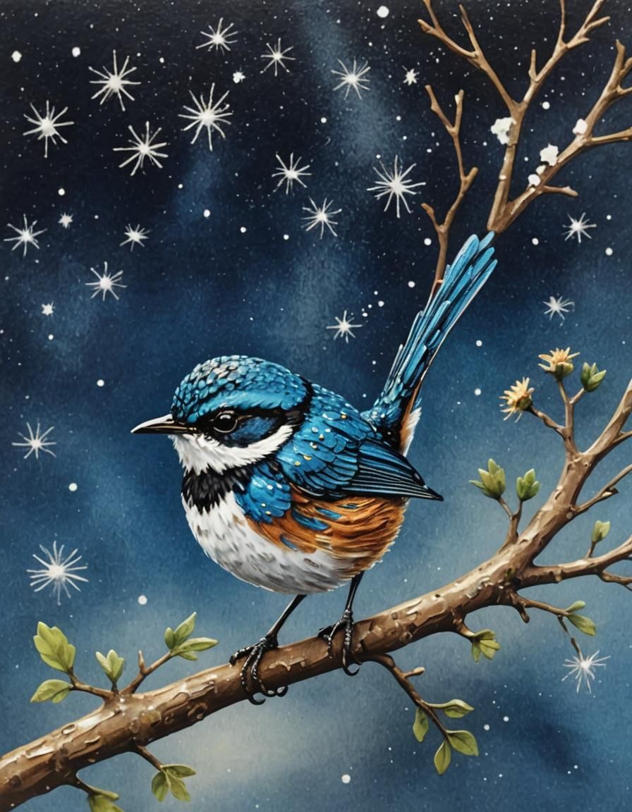 Brilliantly Polished Enamelled Metal Wren Figurine