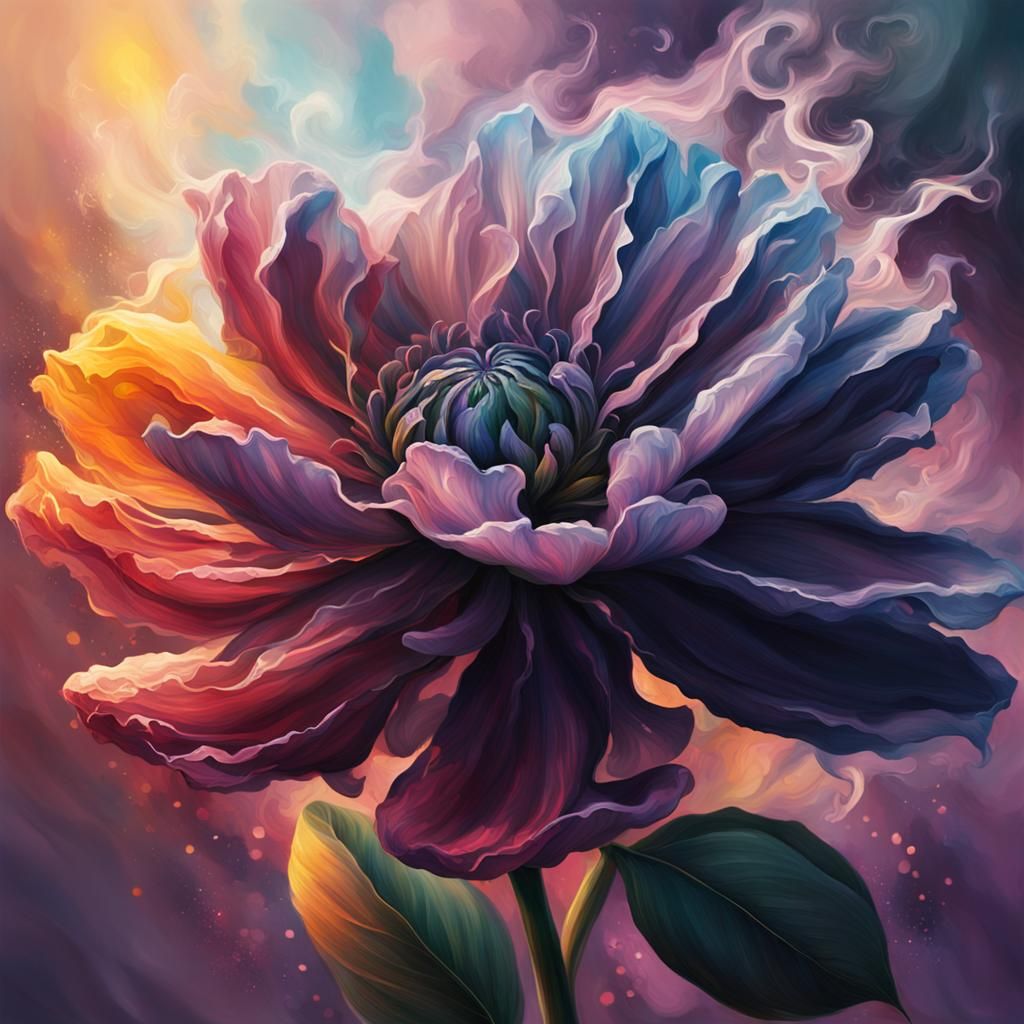 Hyperrealistic Smoky Flower in Splash Art Style