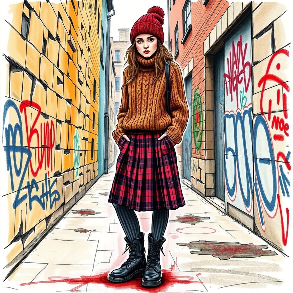 Gritty Fashionista in Urban Landscape