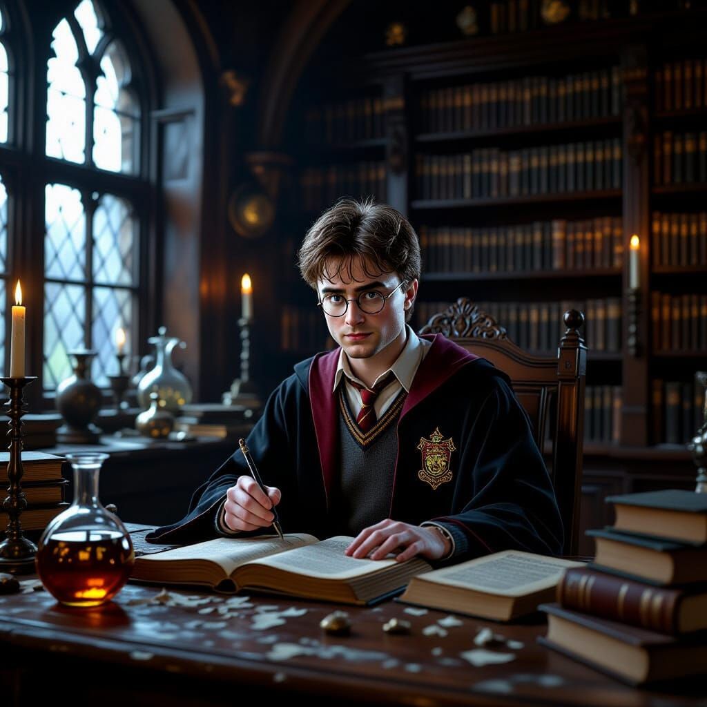 Harry Potter as Seasoned Wizard, 3D Cinematic Render