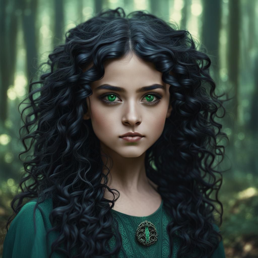 Beautiful Girl Portrait in Forest, Fantasy Concept Art