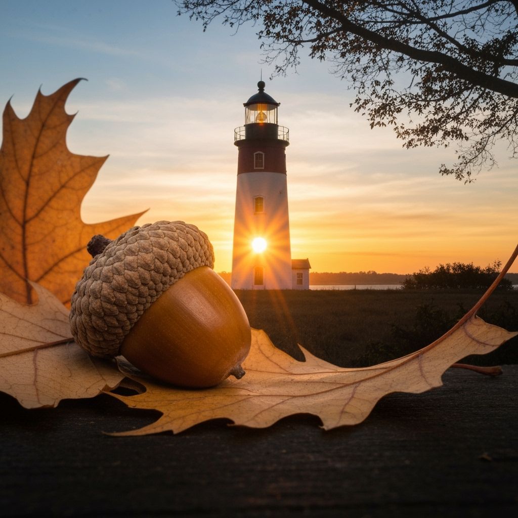 Acorn and Lighthouse Double Exposure Macro Photo