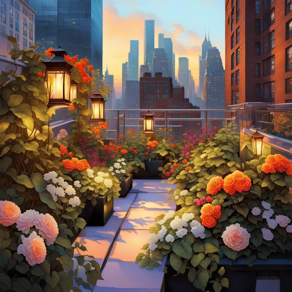 Urban rooftop garden