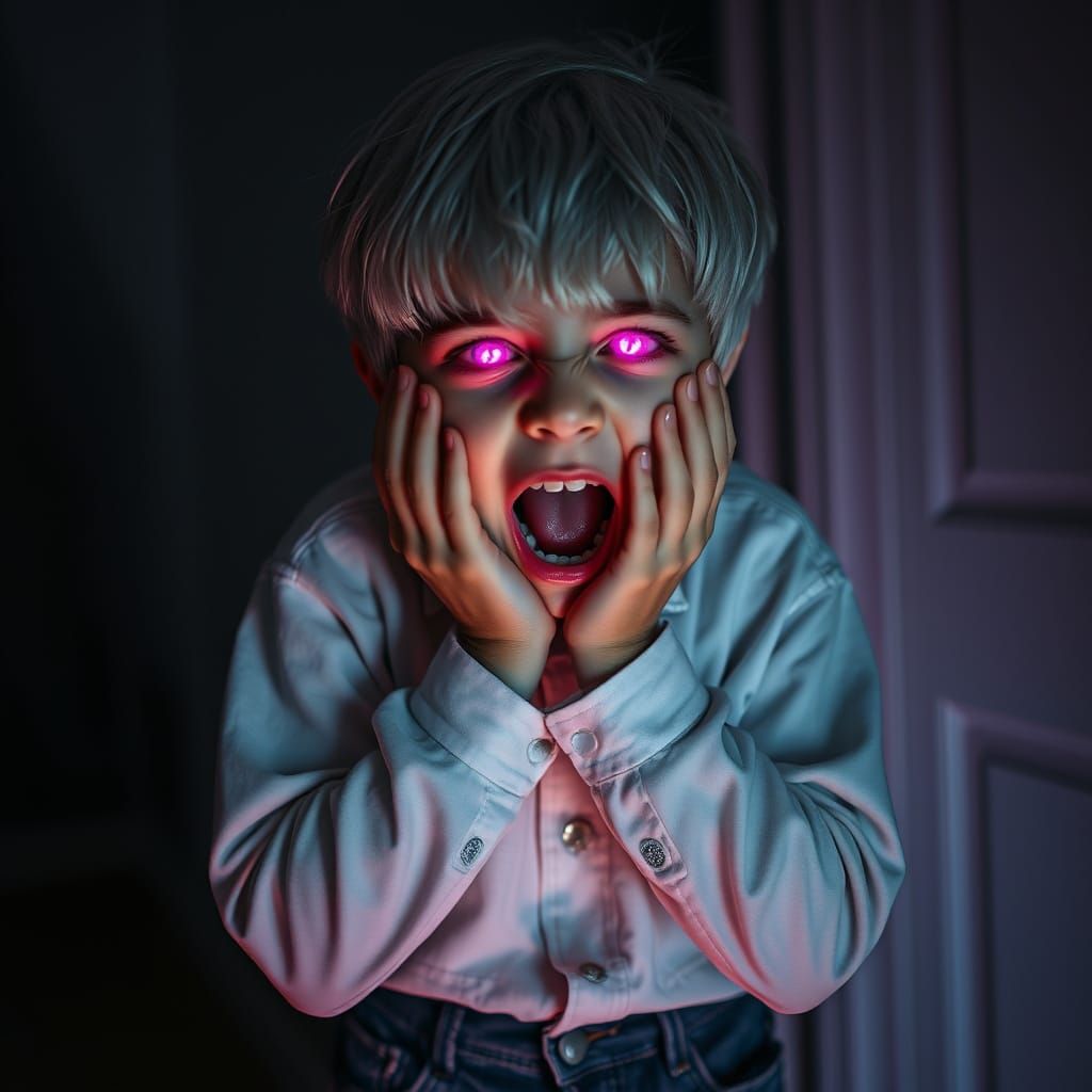 Surreal Child Screams in Agony, Inspired by the Styles of Cy...