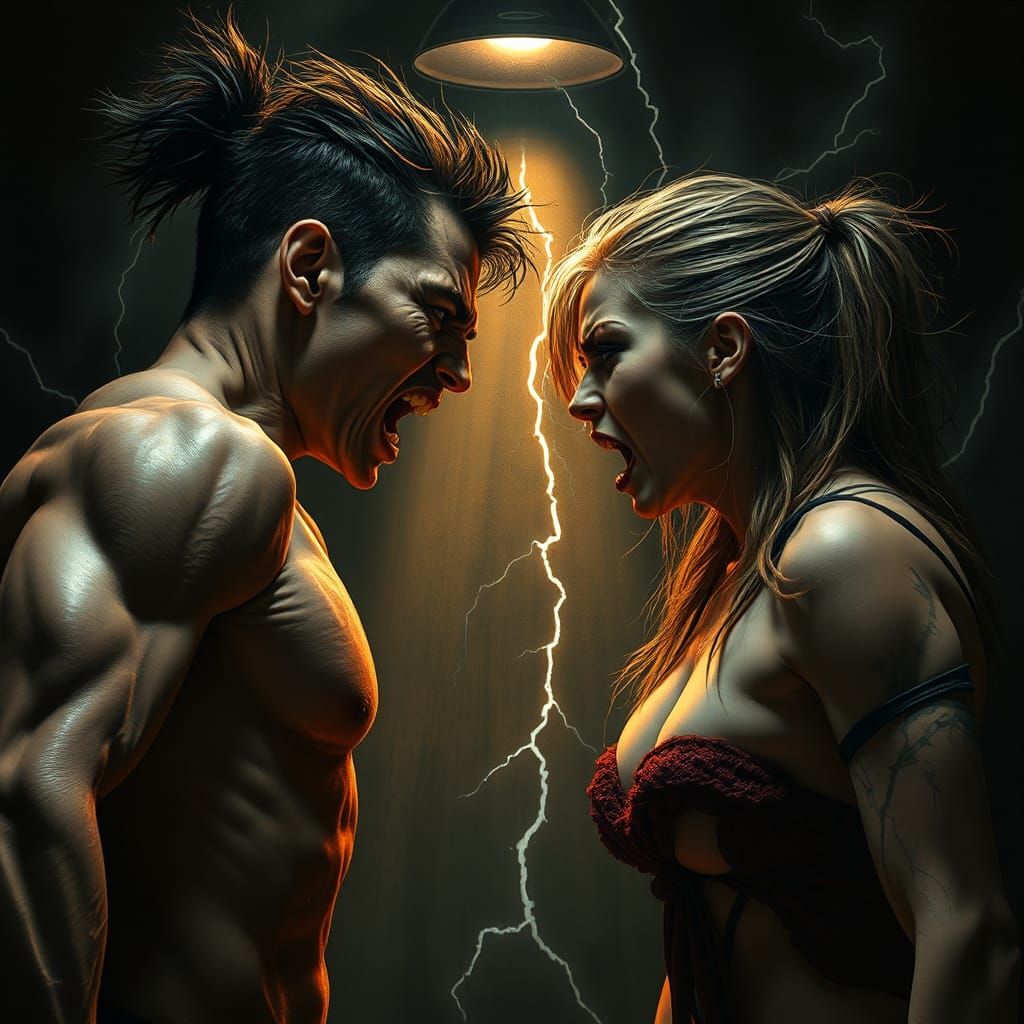 Intense Confrontation Scene of Raw Emotion and Fury