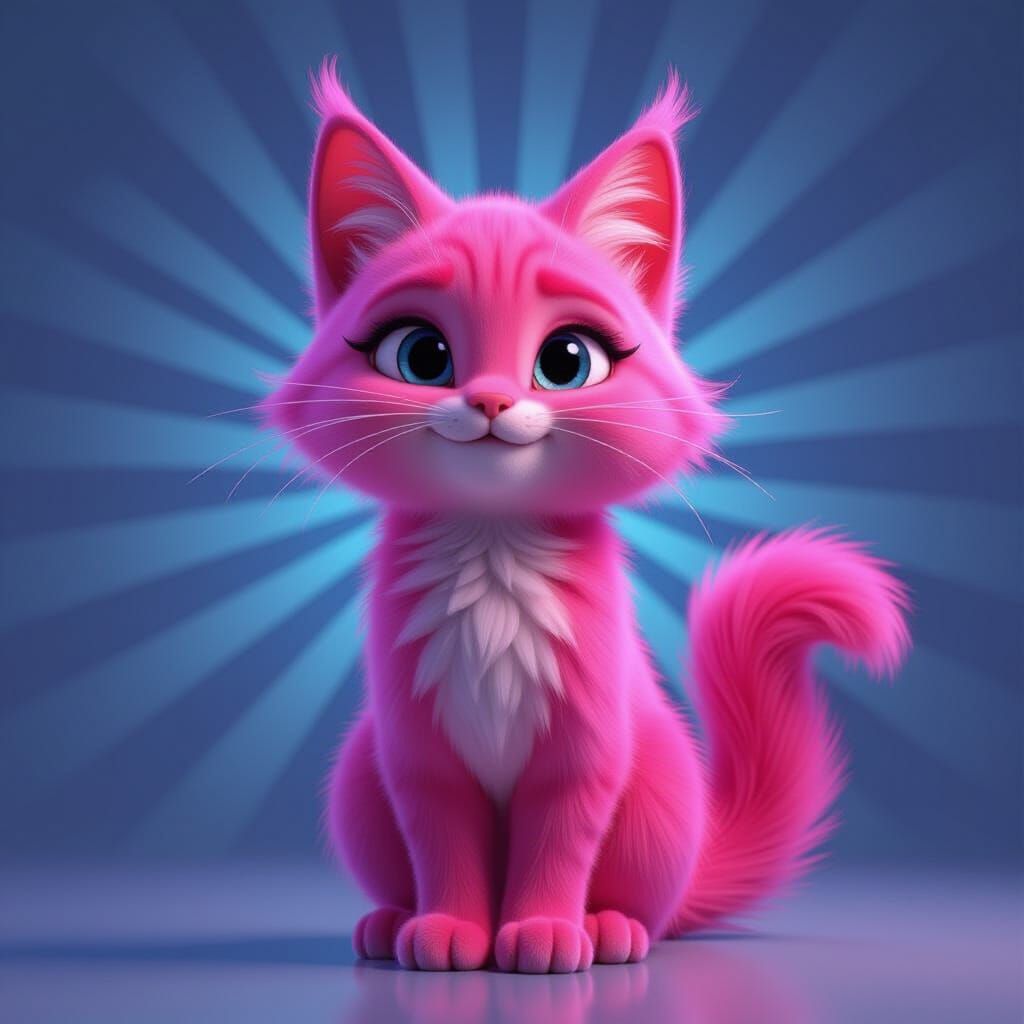 Lucy the Pink Cat: 3D Render with Pixar Shading