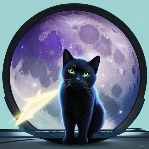 Orphan Astronaut Girl and AI Cat in Spaceship