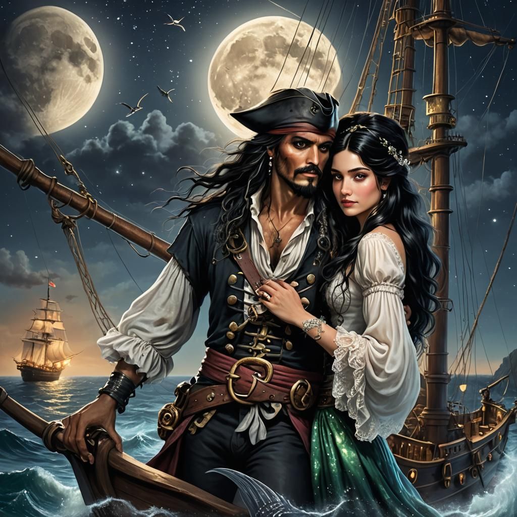 Pirate and Siren Reach Across the Sea