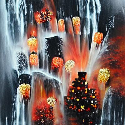 Halloween Christmas Firework Waterfall Acrylic Art