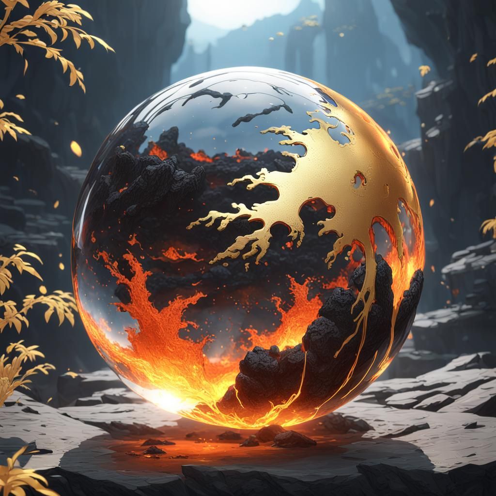 Lava Dripping from Floating Land Mass