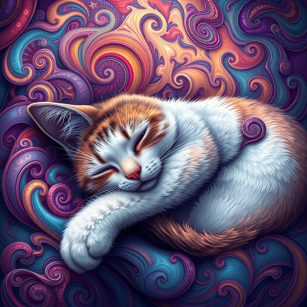 Cat's Dream: Abstract Fractals and Zentangle Designs