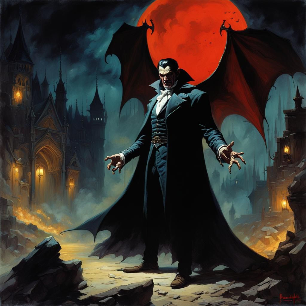 Dark Fantasy Dracula Oil Painting in 8k Resolution