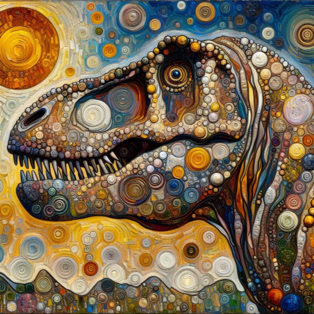 Dinosaur Head as Impasto Acrylic Painting