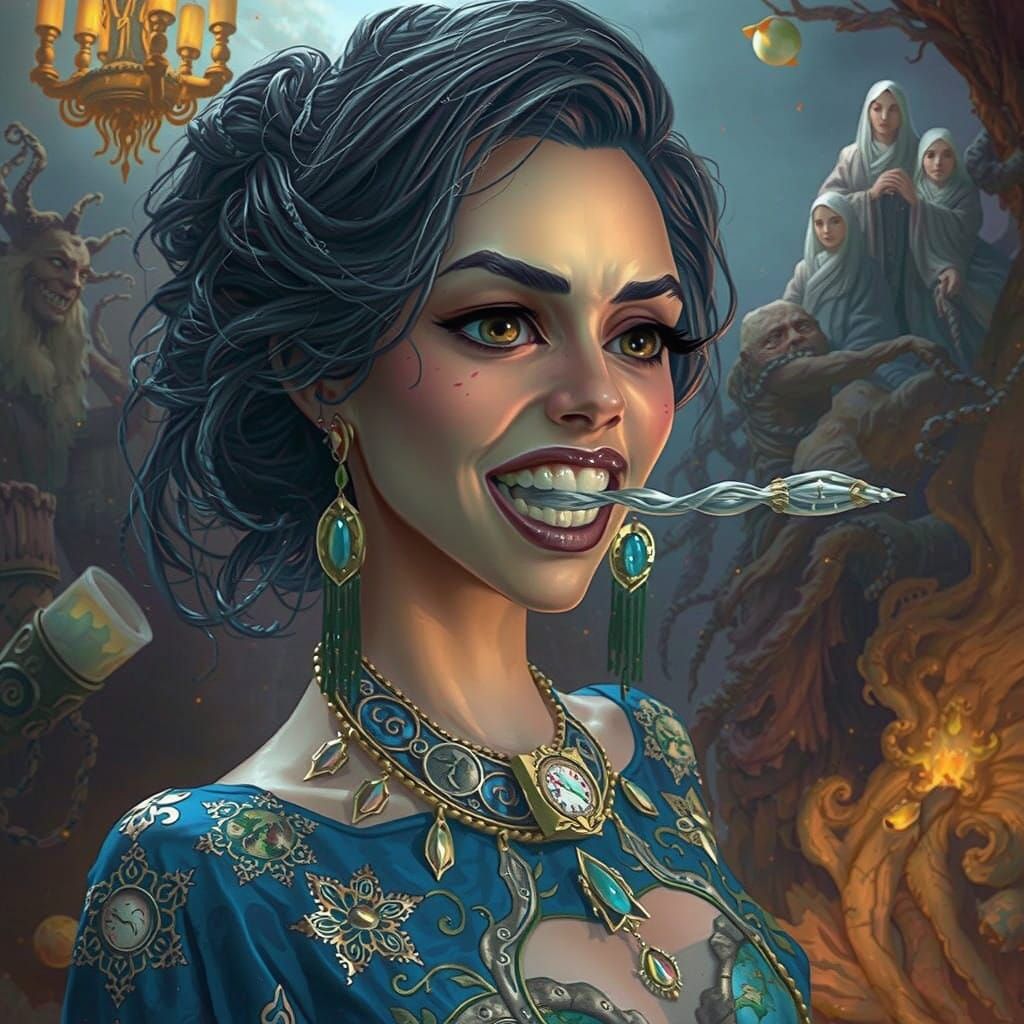 Figure Struggles to Communicate Amidst Whimsical, Dreamlike...