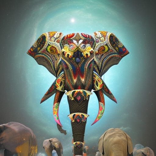 Elephant Skull Graveyard in Astral Cosmic Style