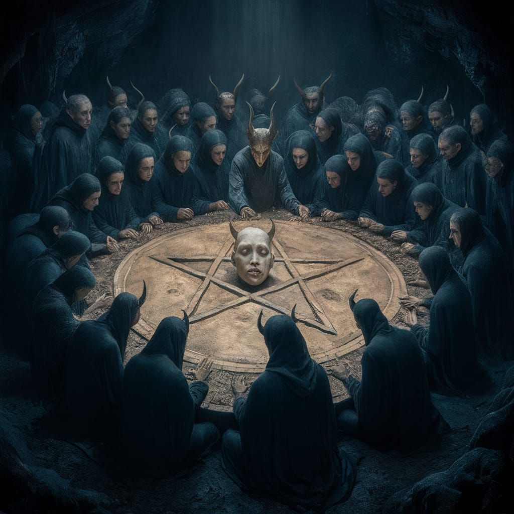 Dark Cult of Devil worshippers doing a seance