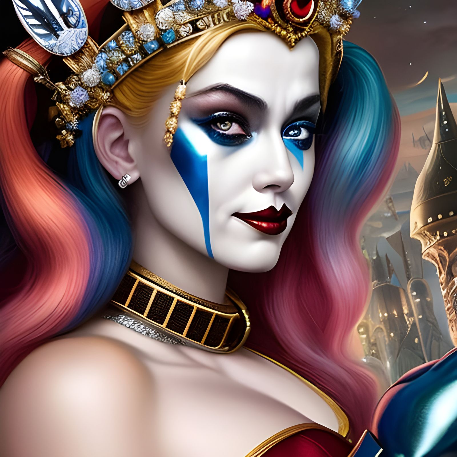 Harley Quinn in Rococo Style Throne Room