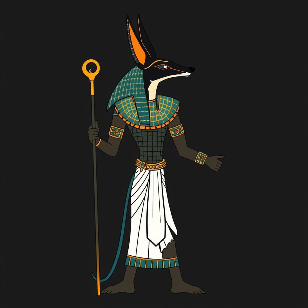 Ancient Egyptian God Anubis in Stylized Profile